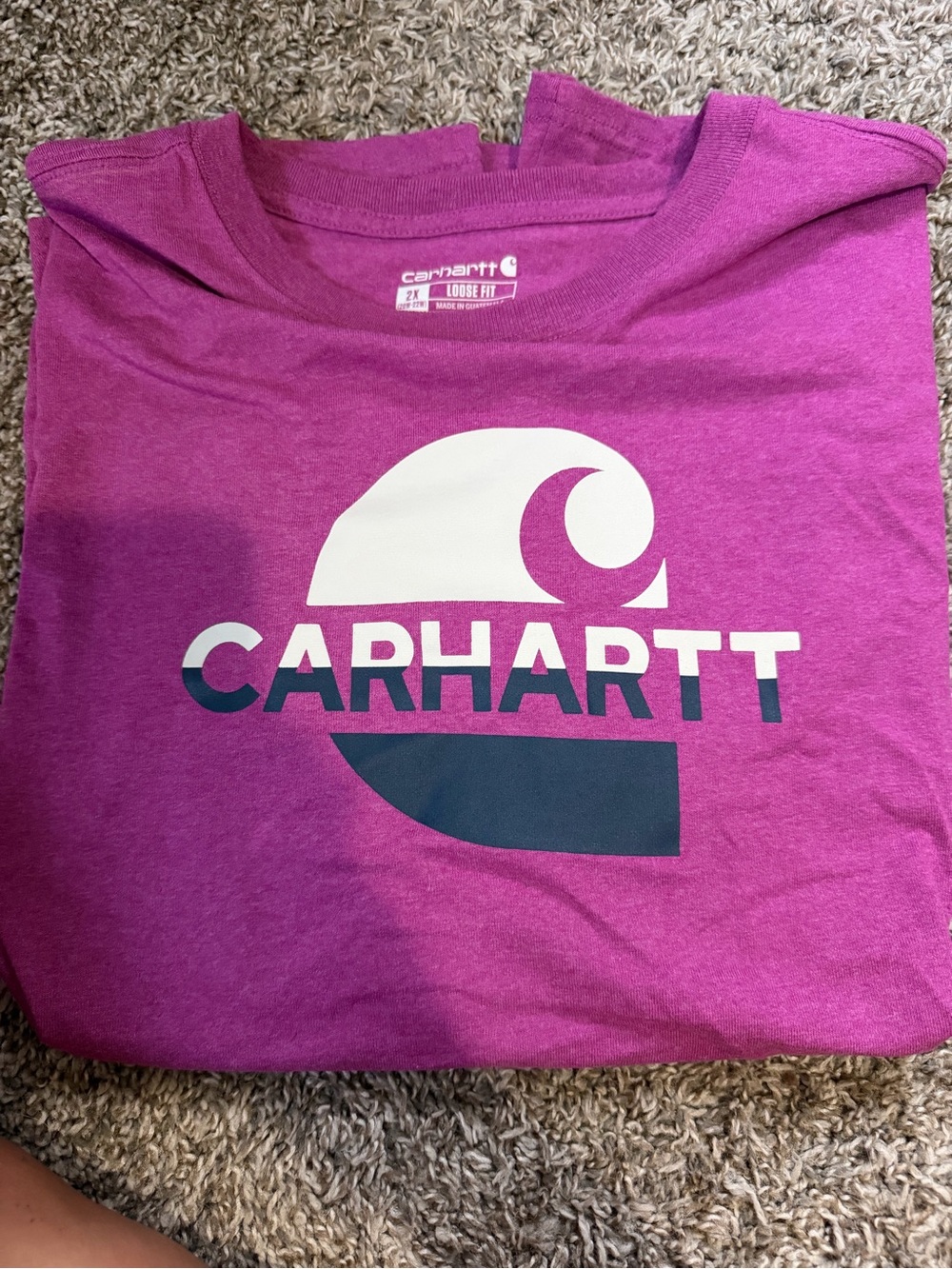 Carhartt Magenta Logo Tee with White & Navy Graphics